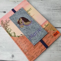 Filz Lesezeichen Pferd braun, Einschulungsgeschenk