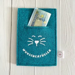 Filz Wunscherfüller, Weihnachten, Geldgeschenk, Gutscheinhülle, Geldverpackung, Katze, Geschenkidee
