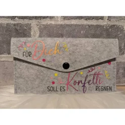 Filz-Geldgeschenk Umschlag – stilvolle Geschenkverpackung für Geld & Gutscheine – personalisierbar