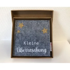 Filz-Geschenktasche für Gutschein/Geldgeschenk, Wunscherfüller: HERZLICHEN GLÜCKWUNSCH - Kleine Überraschung