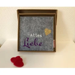 Filz-Geschenktasche für Gutschein/Geldgeschenk, Wunscherfüller: HERZLICHEN GLÜCKWUNSCH - Alles Liebe