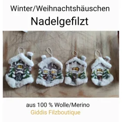 Filzhaus,  Weihnachtsdeko, handgefilzt