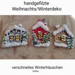 Filzhaus,  Weihnachtsdeko, handgefilzt