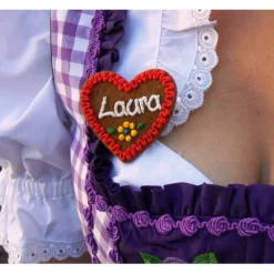 Filzherz Dirndl Accessoires mit Namen - Anstecker Namensschild für Volskfeste - Herz personalisiert Button Brosche