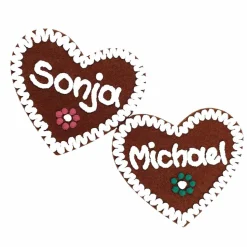 Filzherz 6er SET Oktoberfest Dirndl Accessoires mit Namen - Anstecker Namensschild Herz personalisiert Button Brosche