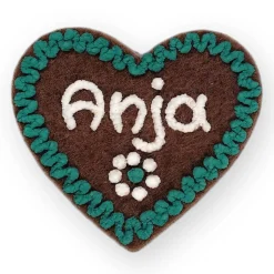 Filzherz 6er SET Oktoberfest Dirndl Accessoires mit Namen - Anstecker Namensschild Herz personalisiert Button Brosche