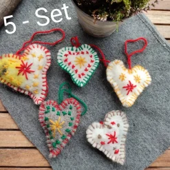 Filzherzen-Weihnachtsdeko-5 -Set