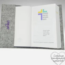 Filzhülle evangelisches Gesangbuch FRIEDENSTAUBE personalisiert  KL42