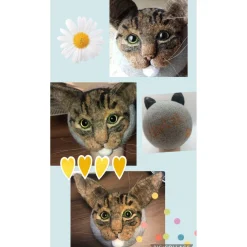 Filzkugel mit Tierporträt 3-D Porträt Tierabbildung