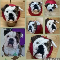 Filzkugel mit Tierporträt 3-D Porträt Tierabbildung