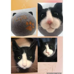 Filzkugel mit Tierporträt 3-D Porträt Tierabbildung