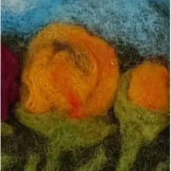 Filzkunst, Filzblumen, Osterbild, gefilzt im 3-D- Bilderrahmen