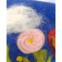 Filzkunst, Filzblumen, Osterbild, gefilzt im 3-D- Bilderrahmen