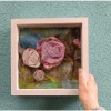 Filzkunst "Filzrosen" gefilzt im 3-D- Bilderrahmen