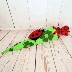 Filzschultüte Marienkäfer & Kleeblatt – Handgefilzt, 80 cm, Wolle, Einschulung