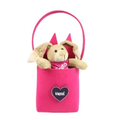 Filztasche mit Hasenohren und Hase personalisiert -  Geschenk zu Ostern mit Name - Filztasche in Filzherz