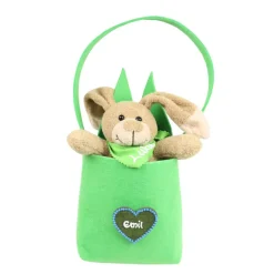 Filztasche mit Hasenohren und Hase personalisiert -  Geschenk zu Ostern mit Name - Filztasche in Filzherz