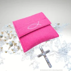 Filztäschchen Rosenkranz ICHTYS Fisch Filzetui Rosenkranztasche Farbwahl