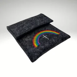 Filztäschchen Rosenkranz REGENBOGEN Kreuz Rosenkranztasche Wollfilz