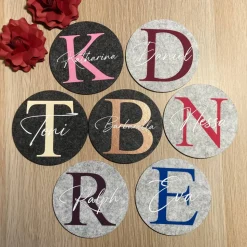 Filzuntersetzer personalisiert mit Namen Filz Untersetzer wieder verwendbare Gastgeschenke für Hochzeit Konfirmation Fei