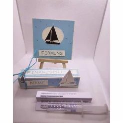 Finanzspritze mit Karte zur Kommunion - für Jungs, Geldgeschenk mal anders