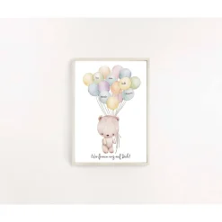 Fingerabdruck Gästebuchposter Gästebuch Kinder Taufe Babyparty Bär Ballon, Digital Download