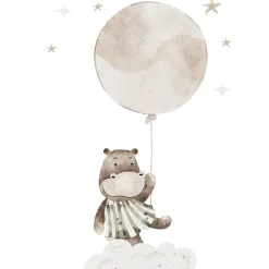 Fingerabdruck Gästebuchposter Gästebuch Kinder Taufe Babyparty Nilpferd Ballon, Digital Download