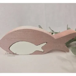 Fisch Holz 2-tlg Set, Holzfische Ichthys - Used-look - Braun