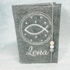 Fisch im Kreis Gotteslobhülle Gebetbuch Hülle Geschenk Kommunion Firmung Geschenkidee Gott Kirche religiös personalisier
