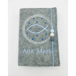 Fisch im Kreis Gotteslobhülle Gebetbuch Hülle Geschenk Kommunion Firmung Geschenkidee Gott Kirche religiös personalisier