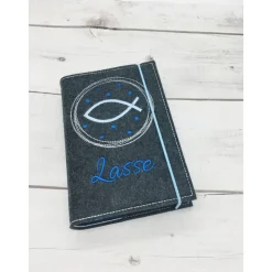 Fisch im Kreis Gotteslobhülle Gebetbuch Hülle Geschenk Kommunion Firmung Geschenkidee Gott Kirche religiös personalisier