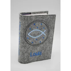 Fisch im Kreis Set Gotteslobhülle + Rosenkranztasche Gebetbuch Hülle Geschenk Kommunion Firmung Geschenkidee personalisi