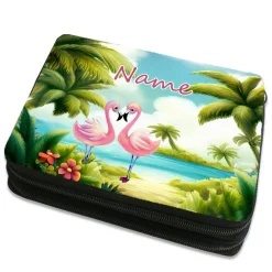 Flamingo Federmäppchen inkl. Inhalt mit Name / personalisierbar