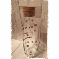 Flasche mit Korken - beleuchtet - Aufschrift "It's the most wonderful time of the year"! verziert mit Sterne