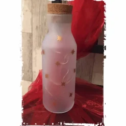 Flasche mit Korken - beleuchtet - Aufschrift 