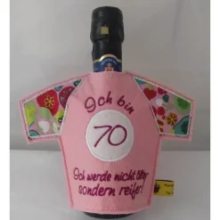Flaschen Shirt 70 Jahre  – Personalisiertes Geschenk für Piccolos, Miniweinflaschen &