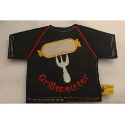 Flaschen Shirt Grillmeister– Personalisiertes Geschenk für Piccolos, Miniweinflaschen