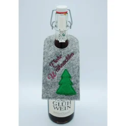 Flaschenanhänger Filz Geschenk Weihnachten Sylvester edel Deko Frohe Weihnachten Geschenkidee Geburtstag Feier Sekt Wein