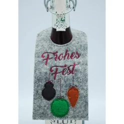 Flaschenanhänger Filz Geschenk Weihnachten Sylvester edel Deko Frohes Fest Geschenkidee Geburtstag Feier Sekt Wein Prose