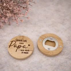 Flaschenöffner aus Holz für Papa – Glück ist, einen Papa wie dich zu haben