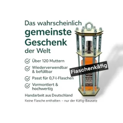 Flaschenkäfig DIY-Bausatz | Lustiges Geschenk für Männer & Frauen | Geburtstag, Party, Mitbringsel | Für 0,7L Flaschen
