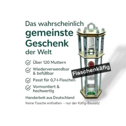Flaschenkäfig DIY-Bausatz – Lustiges Geschenk für Männer & Frauen | Originelles Mitbringsel für 0,7L Flaschen