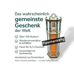 Flaschenkäfig Geschenk für Männer – Originelle Geschenkidee für Alkoholflaschen, Handgefertigt aus Holz