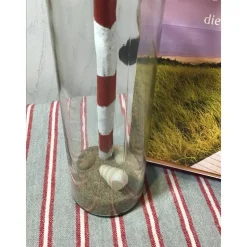 Flaschenpost, Leuchtturm in der Flasche, Leuchtturm, rot, weiß, Küstendeko