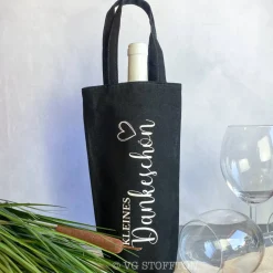 Flaschentasche Baumwolle – nachhaltige Geschenkverpackung für Wein & Sekt | wiederverwendbar, Geburtstag