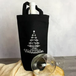 Flaschentasche Baumwolle – nachhaltige Geschenkverpackung für Wein & Sekt | wiederverwendbar Weihnachten