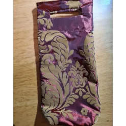 Flaschentasche 38x10x8 cm – Geschenktasche Flaschenbeutel glänzend Rot mit Velour Motiv