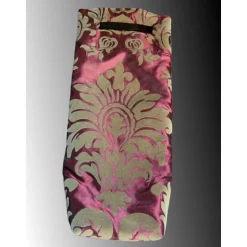 Flaschentasche 38x10x8 cm – Geschenktasche Flaschenbeutel glänzend Rot mit Velour Motiv