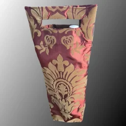 Flaschentasche 38x10x8 cm – Geschenktasche Flaschenbeutel glänzend Rot mit Velour Motiv