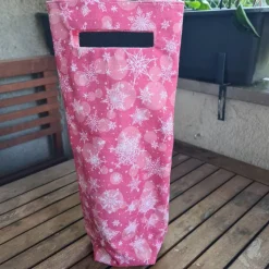 Flaschentasche 38x10x8 cm – Geschenktasche Flaschenbeutel mit rosa mit Sternen Motiv